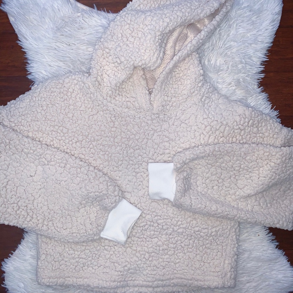 cropped teddy hoodie